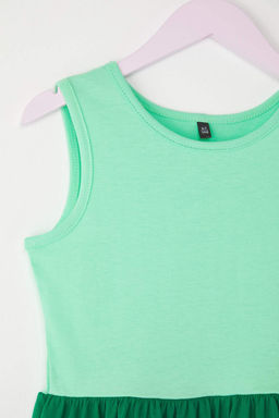 Pembe-Mint 2li K?z Cocuk %100 Pamuk Renk Bloklu Kolsuz Orme Elbise TKDSS25EL00093 - Trendyolmilla фото 5