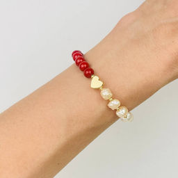 Браслет из Коралла и Жемчуга 17 см