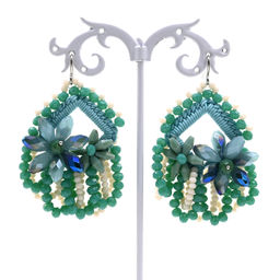 Серьги ручной работы в оплетении цв.аквамарин