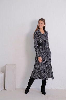 11614 Платье-рубашка удлинённое чёрно-белое - Martichelli фото 6