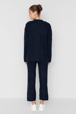 Lacivert Genis Kal?p Yumusak Dokulu Triko Alt - Ust Tak?m TWOAW22AU0128