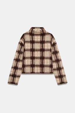 CHECK KNIT SWEATER WITH BRUSHED EFFECT - Zara фото 2
