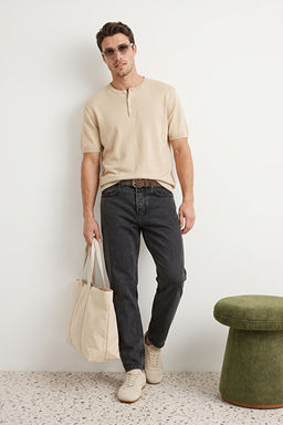 Antrasit %100 Pamuk Essential Fit Jeans Kot Pantolon TMNAW23JE00104
