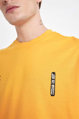 Футболка Comfort Fit с круглым вырезом и короткими рукавами с принтом на спине - Defacto фото 5