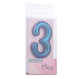Свеча Цифра, 3, Фантом, Хамелеон, 4*6 + 2,5 см, 1 шт. с держат.