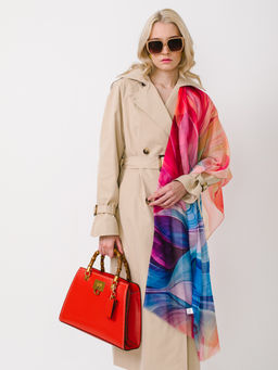 Большой, мягкий, тонкий и очень нежный двусторонний палантин с рисунком в стиле арт-деко - Tantino фото 3