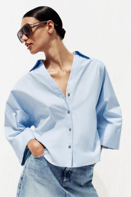 WIDE-SLEEVE POPLIN SHIRT - Zara фото 2