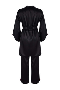 Siyah 4lu Ceyiz Set Saten Dokuma Gecelik+Sabahl?k+Pijama Tak?m? THMAW26PT00210 - Trendyolmilla фото 15