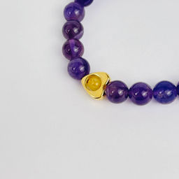 Браслет из Аметиста и Рутилового кварца со вставкой 18 см