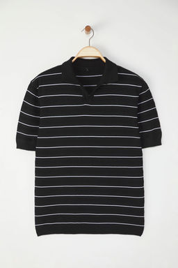TRENDYOL MAN Siyah Regular Polo Yaka Dokulu Polo Yaka T-shirt TMNSS25PO00044 - Trendyolmilla фото 3
