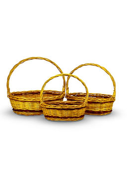 Корзина плетёная для хранения Vento, с ручкой, коричневая, набор 3 шт.