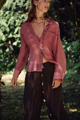 SEMI-SHEER OVERSIZE FLOWING SHIRT - Zara фото 13