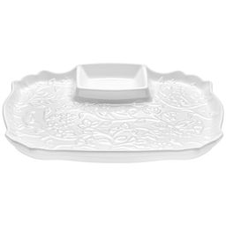 Блюдо д/шашлыка 28*21*2,3 см "Птички на ветке" с соусницей, фарфор