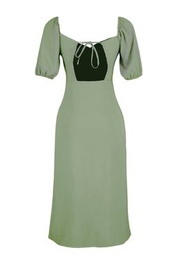 Haki Vucuda Oturan Y?rtmacl? S?rt Detayl? Midi Dokuma Dokuma Elbise TWOSS23EL01164 - Trendyolmilla фото 8