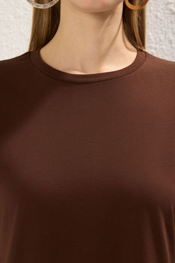 TRENDYOLMILLA Antrasit %100 Pamuk Eskitme Efektli Y?rtmacl? Shift/Rahat Kesim Orme T-shirt Elbise TWOSS24EL00140  фото 3