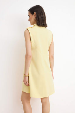 Ac?k Sar? Duz Dugme Detayl? Mini Dokuma Elbise TWOSS26EL00300 - Trendyolmilla фото 4