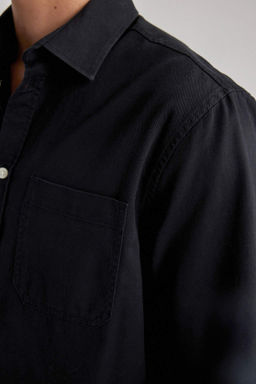 Рубашка из габардина обычного кроя с длинными рукавами - Defacto фото 7