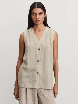 Удлиненный жилет из жатой ткани / Zarina  фото 3