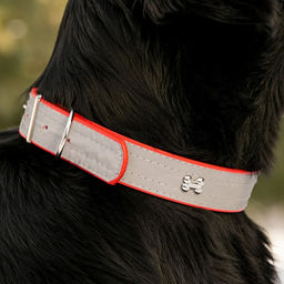 Ошейник широкий с косточками, светоотражающий, 66 х 3,5 см, ОШ 48-58 см, красный - Пижон фото 6