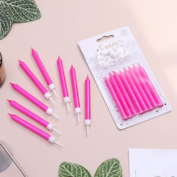 Свечи для торта «Манхеттен», 9 см, 8 шт., 24 мин, розовый металлик