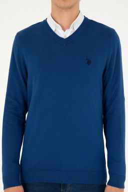 Свитер мужской U.S. Polo Assn цвета индиго хлопок  фото 13