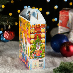 Цена за 5 шт. Подарочная новогодняя коробка «Дед Мороз и Зайцы», 16.8×7×25 см