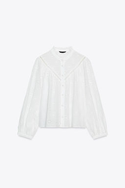 SHIRT WITH CUTWORK EMBROIDERY - Zara фото 5