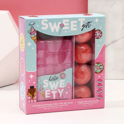 Подарочный набор Sweet Gift, гель для душа 300 мл и бомбочки для ванны 4×40 г, Чистое счастье
