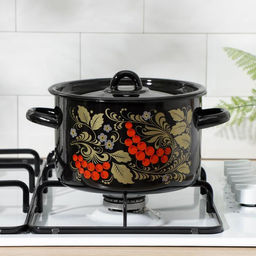 Кастрюля эмалированная «Рябина», 2.9 л, d=20 см, с крышкой, и, деколь, МИКС, ручка МИКС