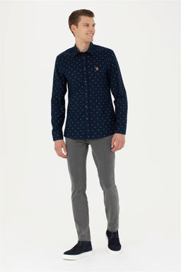 Мужская темно-синяя рубашка с длинным рукавом - U.s. polo assn фото 4