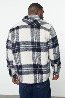 TRENDYOL MAN Buyuk Beden Ekru Oversize K?sl?k Kareli Oduncu Gomlek Ceket TMNAW25AX00009 - Trendyolmilla фото 5