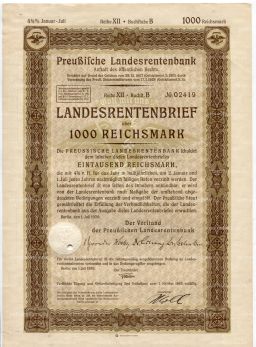 Облигация 4,5% 1000 рейхсмарок 1939 года Германия