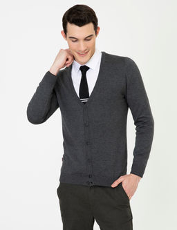 Gri Melanj Slim Fit Basic D__meli Triko H_rka