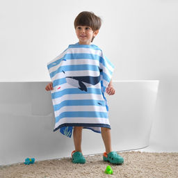 Полотенце-пончо детское махровое Крошка Я Кит 60х120 см, 50% хл, 50% пэ  фото 4