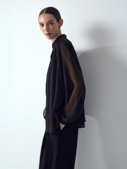 Плиссированная рубашка, B3049/blackbird