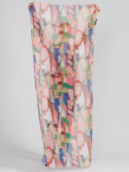 Большой, красивый двусторонний палантин с рисунком в стиле арт-деко и необычной текстурой ткани. - Tantino фото 2