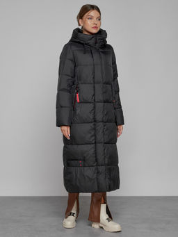 Пальто утепленное с капюшоном зимнее женское черного цвета 52109Ch - Mtforce фото 3