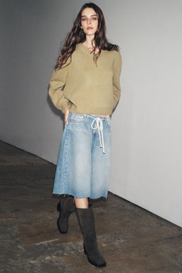 ZW COLLECTION LOW-RISE DENIM BERMUDA SHORTS - Zara фото 4