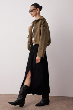 TRENDYOLMILLA Siyah More Sustainable Y?rtmacl? Maxi Denim Etek TWOSS23ET00290 фото 17