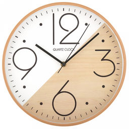 Часы настенные "Экотайм" д29,5см, h4,2см, мягкий ход, циферблат белый/бежевый "под дерево"; цифры арабские, черный; корпус пластик, бежевый "под дерево"; в коробке (Китай)