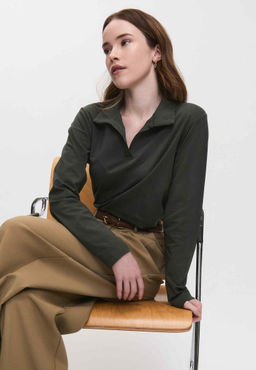 Лонгслив-поло 26204-536 хаки