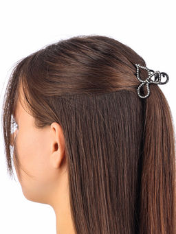 Цена за 6 шт. Крабик для волос «Джун», бант, 4.5 см, чёрный