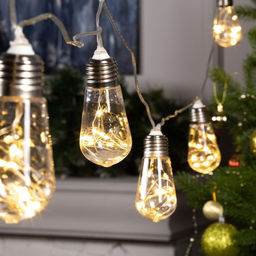 Гирлянда Нить 3 м с насадками Лампа, IP20, прозрачная нить, 80 LED, свечение тёплое белое, 8 режимов, 220 В