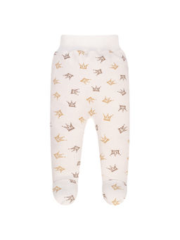 Ползунки короткие молочные с принтом короны