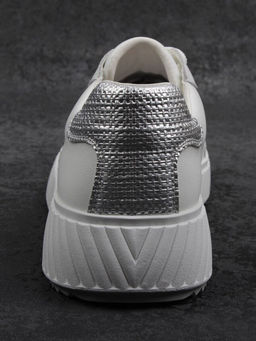 03-A1018-9 WHITE/SILVER Кроссовки женские (натуральная кожа)