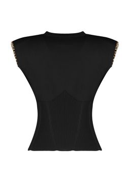 Siyah Metal Zincir Detayl? Ince Bluz TWOSS23BZ00621