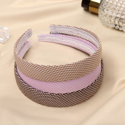 Цена за 2 шт. Ободок для волос «Классика», клетка, 2.5 см, МИКС