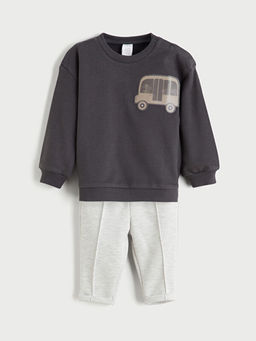 Bisiklet Yaka Erkek Bebek Sweatshirt ve E?ofman Alt 2li