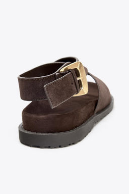 SPLIT SUEDE TOE POST BUCKLE SANDALS - Zara фото 7