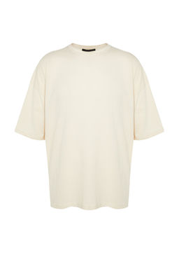 Bej Oversize/Genis Kesim %100 T-Shirt TMNSS22TS0318